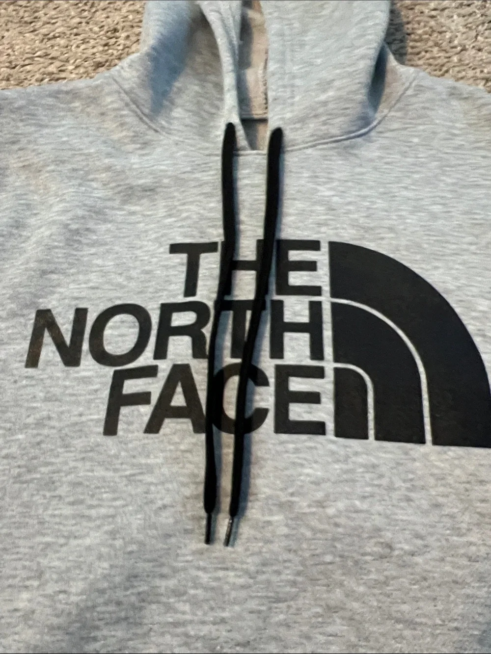 The North Face Light Grey Pullover Hoodie with Black Logo